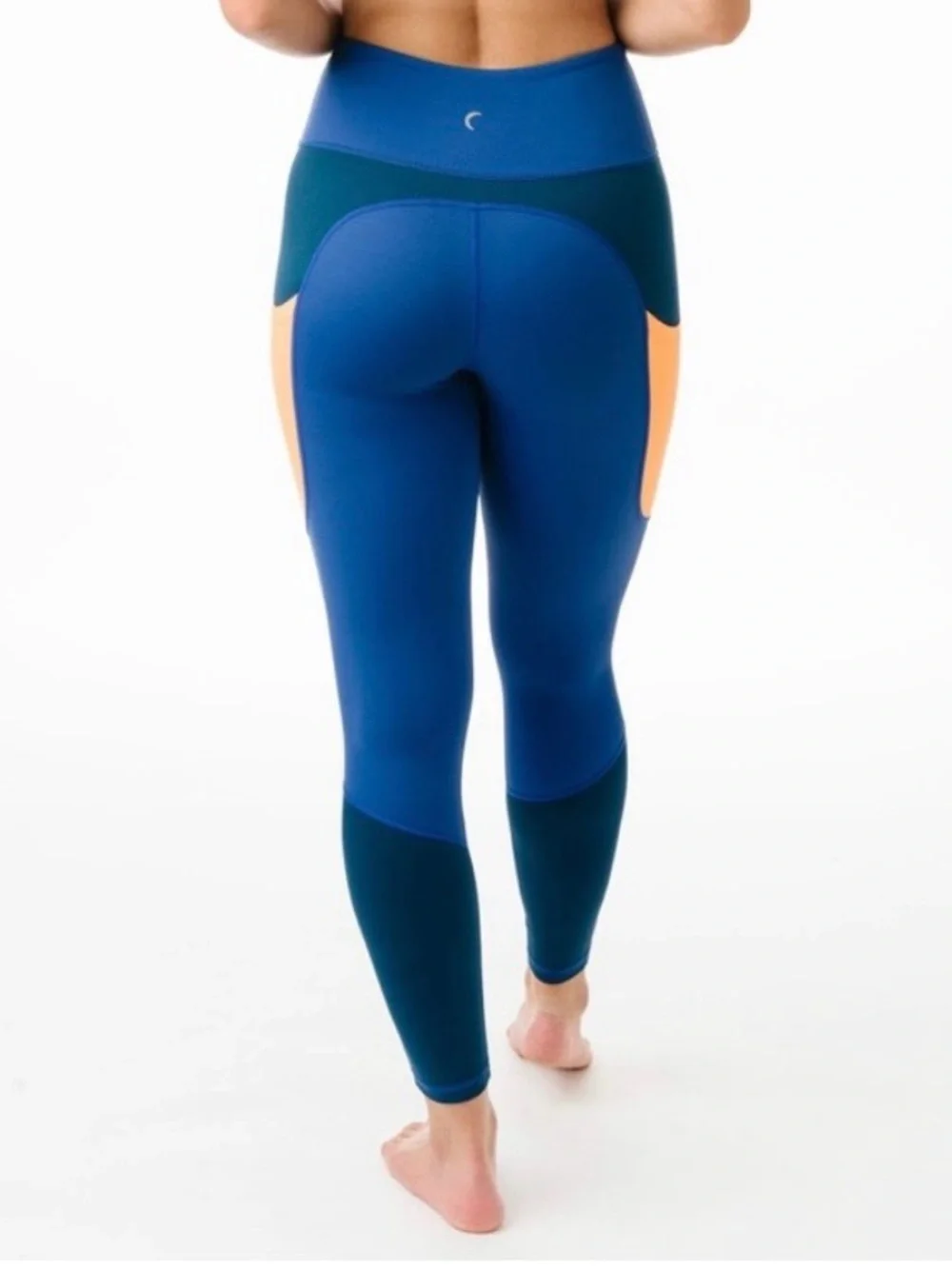 ZYIA Neon Orange Curve Pocket Light n Tight Hi-Rise 7/8 24” Sz 6-8 Royal Blue